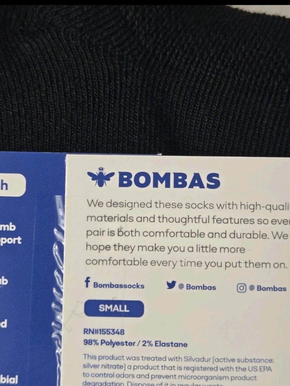 Bombas Ankle Socks Small 3 Pair Unisex Womens & Mens Honeycomb Black/Grey BNWT - Picture 9 of 10